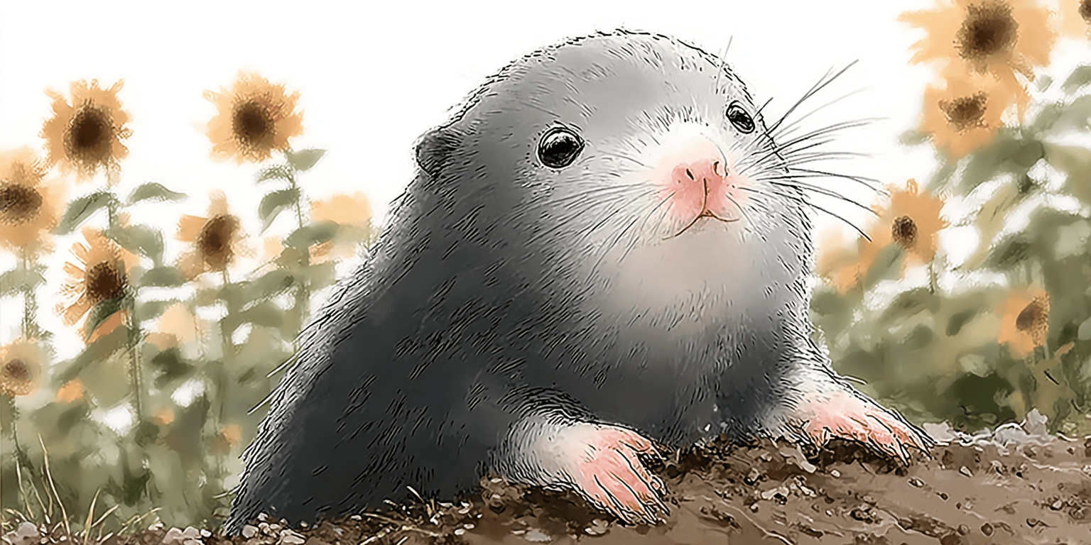 夕日とモグラ